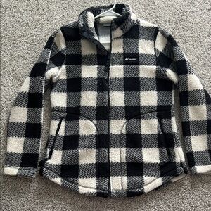 Columbia Black and White Plaid Puffer Jacket